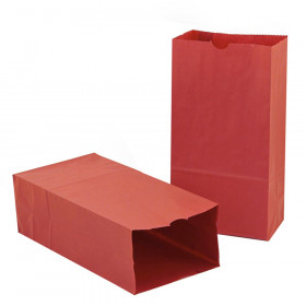 Gusseted Paper Bags, #6 (6" x 3.5" x 11"), Red, Pack of 50