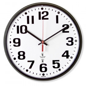 Atomic Clock, 12" Dial, Bold #s, Radio Control Movement, Black