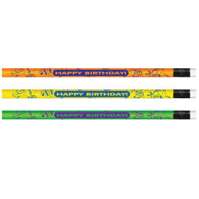 Pencils Neon Happy Birthday, Dozen