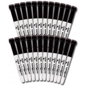 Dry Erase Markers with Erasers, Fine Point, Black, Pack of 24