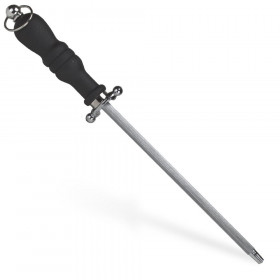 8 Steel Honing Rod with Ergonomic Handle and Safety Guard"