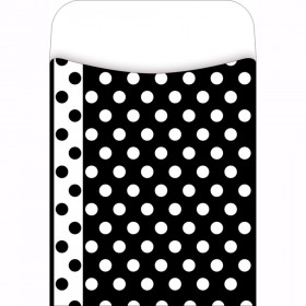 Peel & Stick Library Pockets, Black & White Dots, 3 1/2" x 5 1/8", Pack of 30