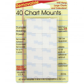 Magic Mounts Chart Mounts, 1" x 1", Pack of 40