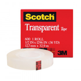 Transparent Tape Refill Rolls, 1/2" x 1296"