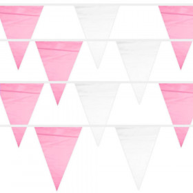 Pink & White 100 Foot Pennant Stringer with 48 Flags