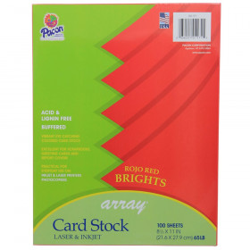 Card Stock, Rojo Red, 8-1/2" x 11", 100 Sheets