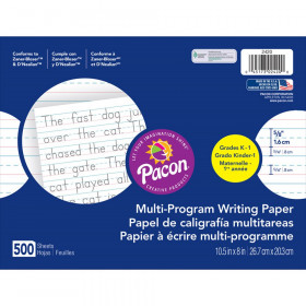 Multi-Program Handwriting Paper, 5/8" Ruled (Long Way), White, 10-1/2" x 8", 500 Sheets