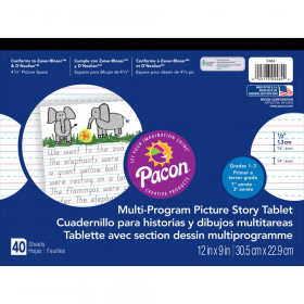 Multi-Program Handwriting Tablet, D'Nealian/Zaner-Bloser, 1/2" x 1/4" x 1/4" Ruled & 4-1/4" Picture Story Space, 12" x 9", 40 Sheets