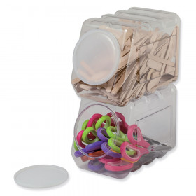 Interlocking Storage Container With Lid, Clear, 5-1/2" x 9-1/2" x 6-3/4"