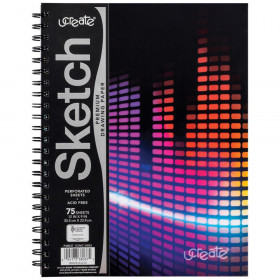 Fashion Poly Sketch Book, Sonic Vibes, Unruled, 12" x 9"