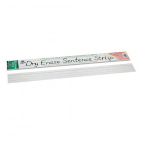 Dry Erase Sentence Strips, White, 1-1/2" X 3/4" Ruled, 3" x 24", 30 Strips