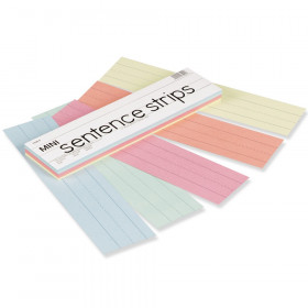 Mini Sentence Strips, 5 Assorted Colors, 1-1/2" x 3/4" Ruled, 3" x 12", 100 Strips