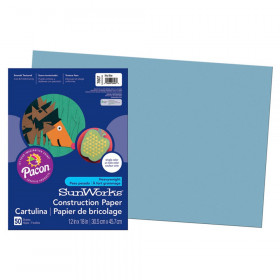 Construction Paper, Sky Blue, 12" x 18", 50 Sheets