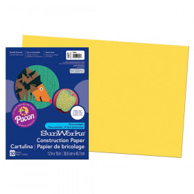 Construction Paper, Yellow, 12" x 18", 50 Sheets