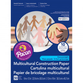 Multicultural Construction Paper, 5 Assorted Colors, 12" x 18", 50 Sheets