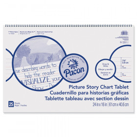 Picture Story Chart Tablet, White, Ruled Long, 1-1/2" Ruled, 24" x 16", 25 Sheets