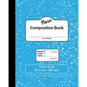 Composition Book, Grade 2, Blue Marble, 3/4" x 3/8" x 3/8" Ruled, 9-3/4" x 7-3/4", 24 Sheets