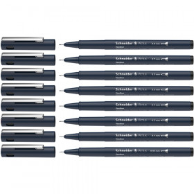 Pictus Fineliners, Wallet, 8 Pieces, Black Ink, Assorted Sizes