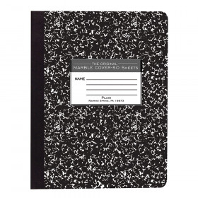 Composition Book, Unruled, 50 Sheets, 9.75" x 7.5" , Black Marble