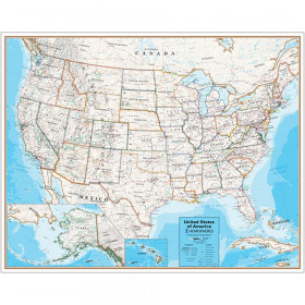 Hemispheres Contemporary Laminated Wall Map, United States