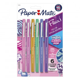 Flair Felt Tip Pens, Medium Point (0.7mm), Candy Pop Pack, 6 Count