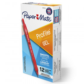 Gel Pen, Profile Retractable Pen, 0.7mm, Red, 12 Count