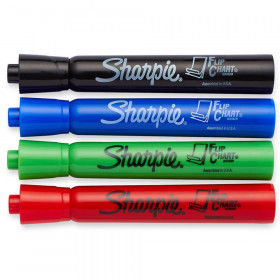 Sharpie Flip Chart Markers, Asstd Colors, 4/pkg