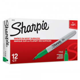 Fine Point Permanent Marker, Green, Box of 12