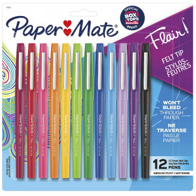 Flair Felt Tip Pens, Medium Point (0.7mm), Assorted Colors, 12 Count