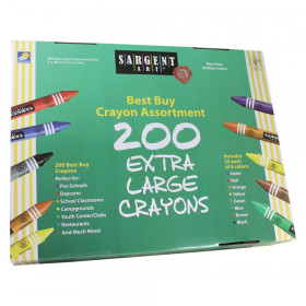 Extra Large Size (Big Ones) Crayons Best-Buy Assortment, 8 Colors, 200 Count