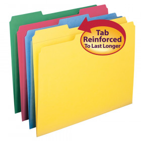 Smead File Folder, Reinforced 1/3-Cut Tab, Letter Size, Assorted Colors, 12 Per Pack