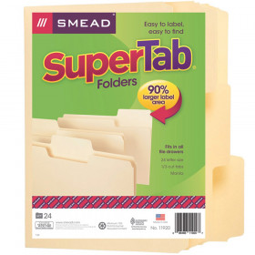 Smead SuperTab File Folder, Oversized 1/3-Cut Tab, Letter Size, Manila, 24 Per Box