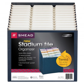 Smead Stadium File, Alphabetic/ Monthly/ Daily, Household/ Blank Labels, 12 Pockets, Letter Size, Navy