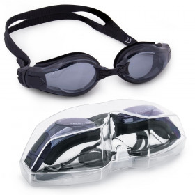 Clear Swimming Goggles with Case -  Black
