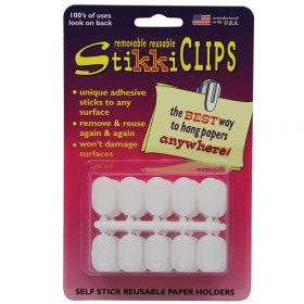 StikkiCLIPS Self-Stick Reusable Paper Holders, White, Pack of 30
