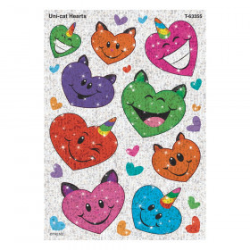 Uni-cat Hearts Sparkle Stickers, 18 Count