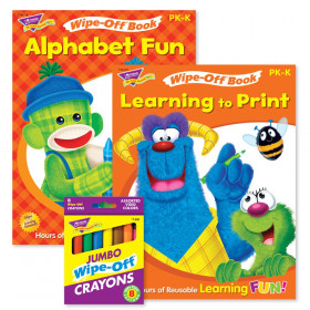 Alphabet Fun & Learning to Print Books and Crayons Reusable Wipe-Off Activity Set