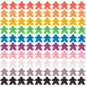 100-pack Plastic Meeples -  10 Color Assortment