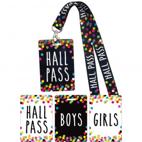 Confetti Hall Pass with Lanyard, Set of 4