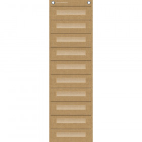 File Storage Pocket Chart, 10 Pockets, Burlap, 14" x 58"
