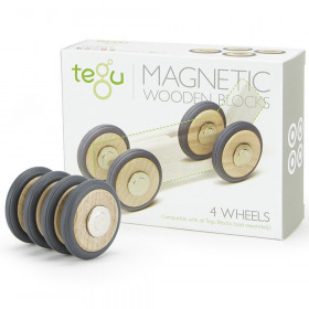 Magnetic Wooden Blocks, Wheels Accessory, 4-Pack