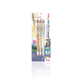 Pentel Arts Slicci 0..8mm Bold Metallic Gel Roller Pen, 3 Color Set