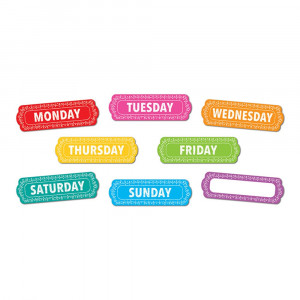 Magnetic Die-Cut Timesavers & Labels, Days of the Week, Chalk Loops, 8 Pieces - ASH19021 | Ashley Productions | Calendars
