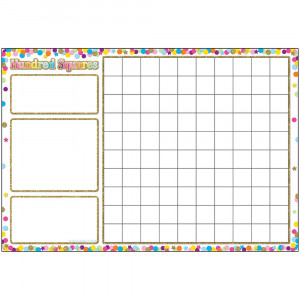 ASH91040 - Smart Confetti Hundred Squares Chrt Dry-Erase Surface in Classroom Theme