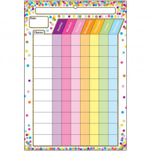 ASH91045 - Smart Confetti Chore Chart Dry-Erase Surface in Classroom Theme