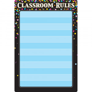 Smart Poly Chart Black Confetti Classroom Rules, 13 x 19" - ASH91085 | Ashley Productions | Classroom Theme"