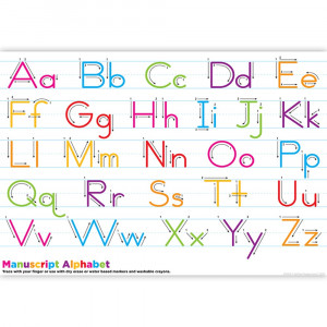 Placemat Studio Smart Poly Manuscript Handwriting Learning Placemat, 13" x 19", Single Sided, Pack of 10 - ASH95703 | Ashley Productions | Mats