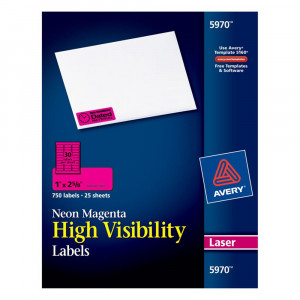 AVE5970 - Neon Magenta Labels 750Ct 1X2-5/8In in Folders