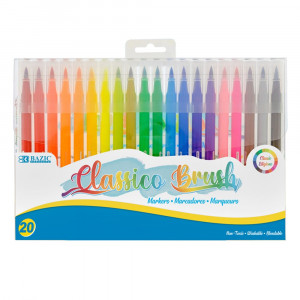 Washable Brush Markers, 20 Colors - BAZ1278 | Bazic Products | Markers