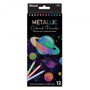 Metallic Colored Pencils, Pack of 12 - BAZ735 | Bazic Products | Colored Pencils